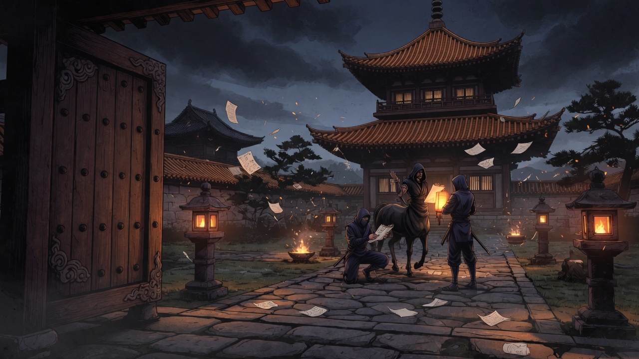 Inside the Shadstone Temple courtyard after the gate opens